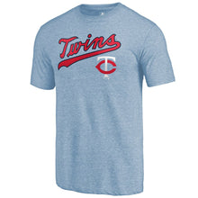 Load image into Gallery viewer, Minnesota Twins Vintage Cooperstown Collection Wahconah Tri-Blend T-Shirt - Light Blue MLB Guys Tee
