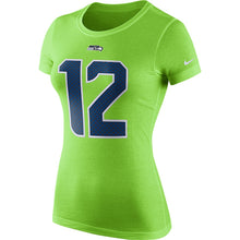 Load image into Gallery viewer, 12S Seattle Seahawks Nike Women&#39;s Player Pride Color Rush Name &amp; Number T-Shirt - Green NFL LADIES V-Neck
