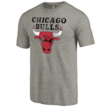 Load image into Gallery viewer, Chicago Bulls Distressed Team Logo Tri-Blend T-Shirt - Heather Gray NBA Guys Tee
