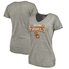 Load image into Gallery viewer, San Diego Padres Women&#39;s Cooperstown Collection Season Ticket Tri-Blend V-Neck T-Shirt - Heathered Gray MLB Ladies V-Neck
