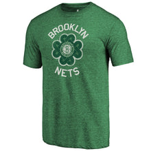 Load image into Gallery viewer, Brooklyn Nets St. Patrick's Day Luck Tradition Tri-Blend T-Shirt - Green NBA Guys Tee
