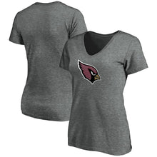 Load image into Gallery viewer, Arizona Cardinals Majestic Women&#39;s Showtime My Favorite Team V-Neck T-Shirt - Heathered Gray NFL LADIES V-Neck
