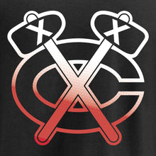 Load image into Gallery viewer, Chicago Blackhawks Gradient Logo T-Shirt - Black NHL Guys Tee
