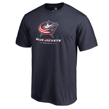 Load image into Gallery viewer, Columbus Blue Jackets Team Lockup T-Shirt - Navy NHL Guys Tee
