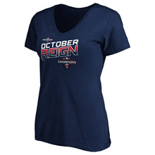 Load image into Gallery viewer, Minnesota Twins Women&#39;s 2019 Al Central Division Champions Locker Room V-Neck T-Shirt - Navy MLB Ladies V-Neck
