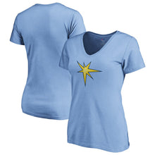 Load image into Gallery viewer, Tampa Bay Rays Women&#39;s 2019 Players&#39; Weekend V-Neck T-Shirt - Light Blue MLB Ladies V-Neck
