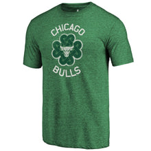 Load image into Gallery viewer, Chicago Bulls St. Patrick's Day Luck Tradition Tri-Blend T-Shirt - Green NBA Guys Tee
