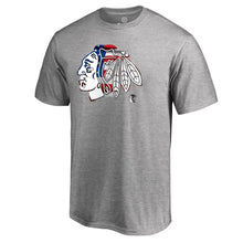 Load image into Gallery viewer, Chicago Blackhawks Banner Wave T-Shirt - Ash NHL Guys Tee

