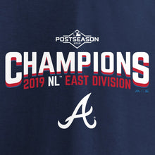 Load image into Gallery viewer, Atlanta Braves 2019 Nl East Division Champions Base Coach T-Shirt - Navy MLB Guys Tee
