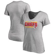 Load image into Gallery viewer, Ansas City Chiefs Nfl Pro Line By Women&#39;s Iconic Collection On Side Stripe V-Neck T-Shirt - Ash NFL LADIES V-Neck
