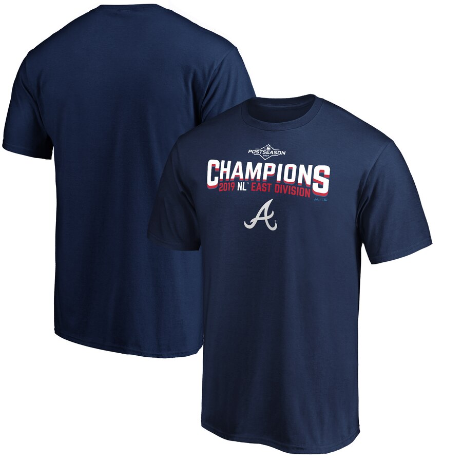 Atlanta Braves 2019 Nl East Division Champions Base Coach T-Shirt - Navy MLB Guys Tee