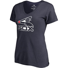 Load image into Gallery viewer, Chicago White Sox Women&#39;s Plus Size Cooperstown Collection Huntington V-Neck T-Shirt - Navy MLB Ladies V-Neck
