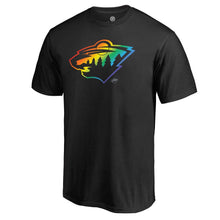 Load image into Gallery viewer, Minnesota Wild Rainbow Pride Big And Tall T-Shirt - Black NHL Guys Tee
