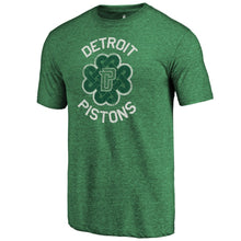 Load image into Gallery viewer, Detroit Pistons St. Patrick's Day Luck Tradition Tri-Blend T-Shirt - Green NBA Guys Tee
