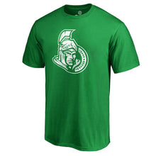 Load image into Gallery viewer, Ottawa Senators St. Patrick's Day White Logo T-Shirt - Green NHL Guys Tee
