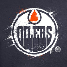 Load image into Gallery viewer, Edmonton Oilers Splatter Logo Big And Tall T-Shirt - Navy NHL Guys Tee
