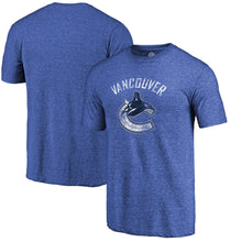 Load image into Gallery viewer, Vancouver Canucks Distressed Team Primary Logo Tri-Blend T-Shirt - Royal NHL Guys Tee
