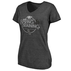 Chicago White Sox Women's 2020 Spring Training Round Trip Tri-Blend V-Neck T-Shirt - Black MLB Ladies V-Neck