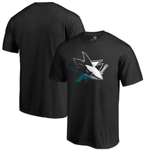 Load image into Gallery viewer, San Jose Sharks Gradient Logo T-Shirt - Black NHL Guys Tee
