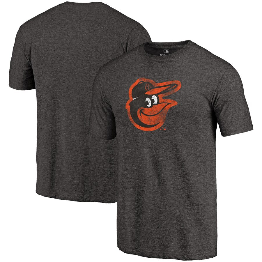 Baltimore Orioles Distressed Team Tri-Blend T-Shirt - Heathered Black MLB Guys Tee