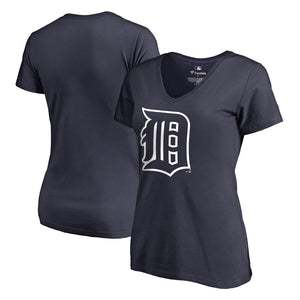 Detroit Tigers Women's Cooperstown Collection Forbes V-Neck T-Shirt - Navy MLB Ladies V-Neck