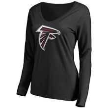 Load image into Gallery viewer, Atlanta Falcons Nfl Pro Line Women&#39;s Primary Team Logo Long Sleeve T-Shirt - Black NFL Ladies V-Neck Long Sleeve
