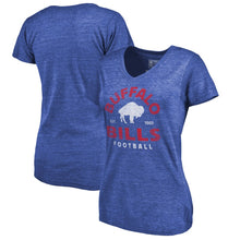 Load image into Gallery viewer, Buffalo Bills Nfl Pro Line By Women's Timeless Collection Vintage Arch Tri-Blend V-Neck T-Shirt - Royal NFL LADIES V-Neck

