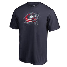 Load image into Gallery viewer, Columbus Blue Jackets Splatter Logo T-Shirt - Navy NHL Guys Tee
