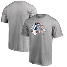 Load image into Gallery viewer, Chicago Blackhawks Banner Wave T-Shirt - Ash NHL Guys Tee

