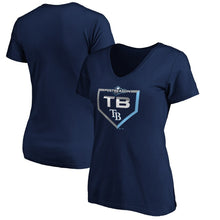 Load image into Gallery viewer, Tampa Bay Rays Women&#39;s 2019 Postseason Dugout Authentic V-Neck T-Shirt - Navy MLB Ladies V-Neck
