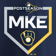 Load image into Gallery viewer, Milwaukee Brewers Women&#39;s 2019 Postseason Dugout Authentic V-Neck T-Shirt - Navy MLB Ladies V-Neck
