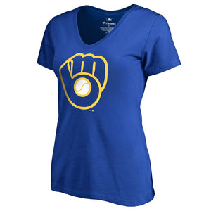 Milwaukee Brewers Women's Cooperstown Collection Huntington T-Shirt - Royal MLB Ladies V-Neck