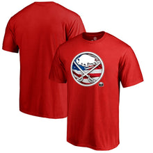 Load image into Gallery viewer, Buffalo Sabres Banner Wave T-Shirt - Red NHL Guys Tee
