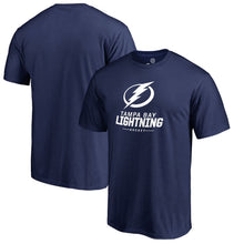 Load image into Gallery viewer, Tampa Bay Lightning Team Lockup T-Shirt - Blue NHL Guys Tee
