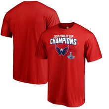 Load image into Gallery viewer, Washington Capitals 2018 Stanley Cup Champions Stack The Pads T-Shirt - Red NHL Guys Tee
