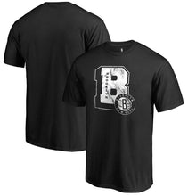 Load image into Gallery viewer, Brooklyn Nets Letterman T-Shirt - Black NBA Guys Tee
