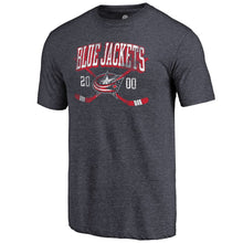 Load image into Gallery viewer, Columbus Blue Jackets Vintage Collection Line Shift Tri-Blend T-Shirt - Navy NHL Guys Tee
