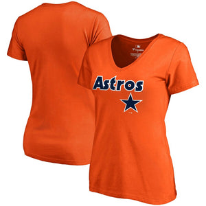 Houston Astros Women's Cooperstown Collection Wahconah V-Neck T-Shirt - Orange MLB Ladies V-Neck