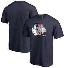 Load image into Gallery viewer, Chicago Blackhawks Banner Wave T-Shirt - Navy NHL Guys Tee
