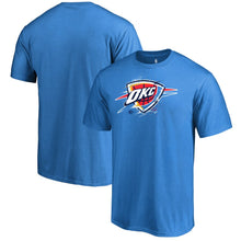 Load image into Gallery viewer, Oklahoma City Thunder Splatter Logo T-Shirt - Blue NBA Guys Tee
