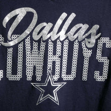 Load image into Gallery viewer, Dallas Cowboys Women's Aelin Metallic V-Neck T-Shirt - Navy NFL LADIES V-Neck
