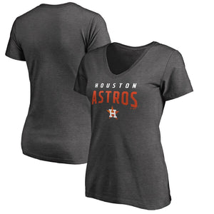 Houston Astros Women's Plus Size Engage Arch V-Neck T-Shirt - Charcoal MLB Ladies V-Neck