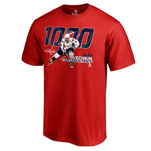 Alexander Ovechkin Washington Capitals 1,000 Points T-Shirt - Red NHL Guys Tee