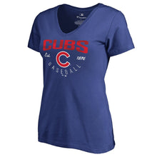 Load image into Gallery viewer, Chicago Cubs Women&#39;s Plus Size Live For It V-Neck T-Shirt - Royal MLB Ladies V-Neck
