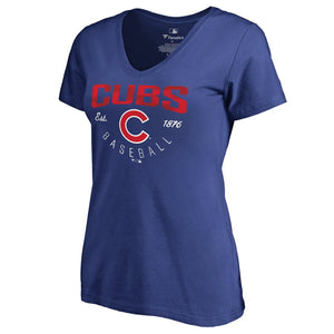 Chicago Cubs Women's Plus Size Live For It V-Neck T-Shirt - Royal MLB Ladies V-Neck