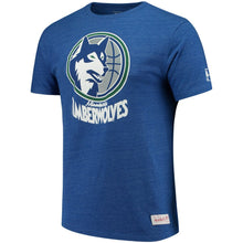 Load image into Gallery viewer, Minnesota Timberwolves Mitchell &amp; Ness Hardwood Classics Throwback Logo Tri-Blend T-Shirt - Heathered Blue NBA Guys Tee
