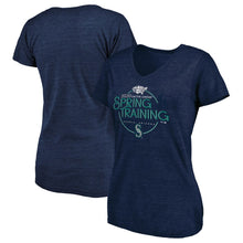 Load image into Gallery viewer, Seattle Mariners Women&#39;s 2020 Spring Training Round Trip Tri-Blend V-Neck T-Shirt - Navy MLB Ladies V-Neck

