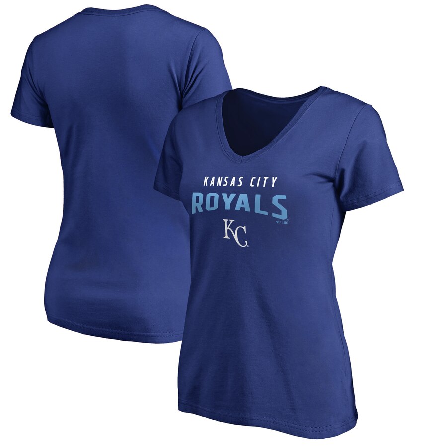 Kansas City Royals Women's Engage Arch V-Neck T-Shirt - Royal MLB Ladies V-Neck