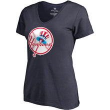 Load image into Gallery viewer, New York Yankees Women&#39;s Plus Size Cooperstown Collection Forbes V-Neck T-Shirt - Navy MLB Ladies V-Neck
