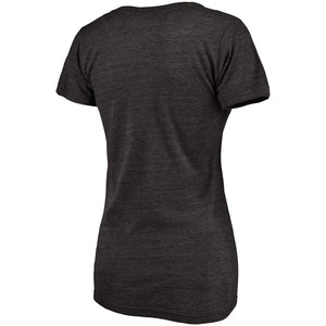 Chicago White Sox Women's Primary Distressed Team Tri-Blend V-Neck T-Shirt - Heathered Black MLB Ladies V-Neck